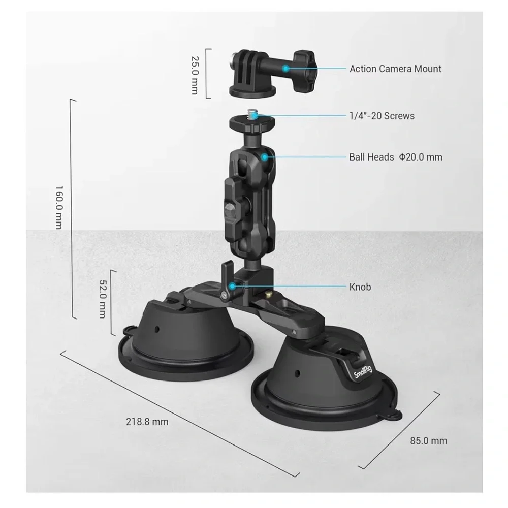 SmallRig DualSuction Cup Camera Mount with Quick Release Arm and NATO Rail
